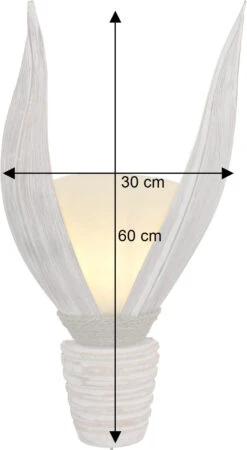 Palmenblatt Wandlampe / Wandleuchte, In Bali Handgefertigt Aus Naturmaterial, Palmholz - Modell Las Palmas - 60x30x17 Cm -Laden Für Heimbeleuchtung bemassung 47334