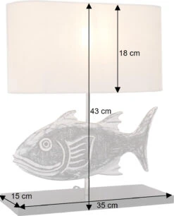 Tischlampe / Tischleuchte, In Bali Handgemacht Aus Naturmaterial - Modell Fish - 43x35x15 Cm -Laden Für Heimbeleuchtung bemassung 47335