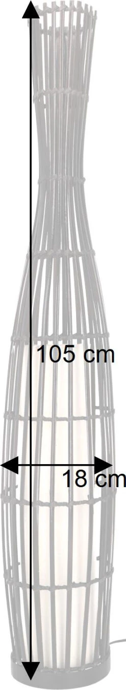 Stehlampe / Stehleuchte, In Bali Handgemacht Aus Naturmaterial - Modell Lumi - 105x18x18 Cm -Laden Für Heimbeleuchtung bemassung 47471