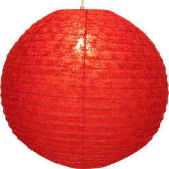 Runder Lokta Papierlampenschirm, Hängelampe Coronada Ø 50 Cm - Rot