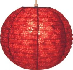 Runder Lokta Papierlampenschirm, Boho Hängelampe Coronada Ø 30 Cm - Rot -Laden Für Heimbeleuchtung bild7120725
