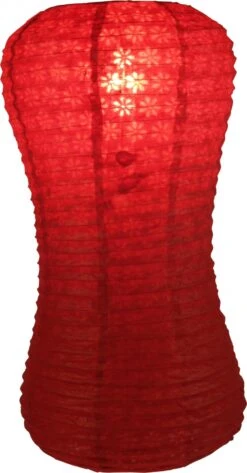 Coronada Wave Reispapier - Lokta Hängelampe - Rot - 52x29x29 Cm