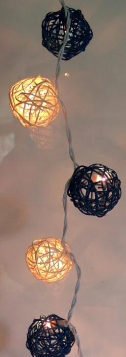 Rattan Ball LED Kugel Lampion Lichterkette - Türkis/weiß -Laden Für Heimbeleuchtung buerop8083999a
