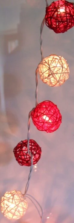 Rattan Ball LED Kugel Lampion Lichterkette - Rot/braun/weiß -Laden Für Heimbeleuchtung buerop8084001a