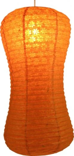 Coronada Wave Reispapier - Lokta Hängelampe - Orange - 52x29x29 Cm