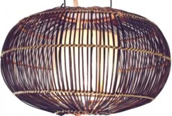 Deckenlampe / Deckenleuchte, In Bali Handgemacht Aus Naturmaterial, Rattan, Baumwolle - Modell Cadiz - 20x35x35 Cm