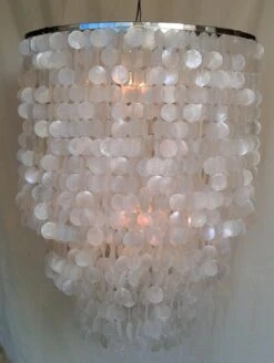 Deckenlampe / Deckenleuchte, Muschelleuchte Aus Hunderten Capiz, Perlmutt Plättchen - Modell Salome Chrome - 100x80x80 Cm