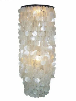 Deckenlampe / Deckenleuchte, Muschelleuchte Aus Hunderten Capiz, Perlmutt Plättchen - Modell Samoa Long - Weiß - 100x40x40 Cm