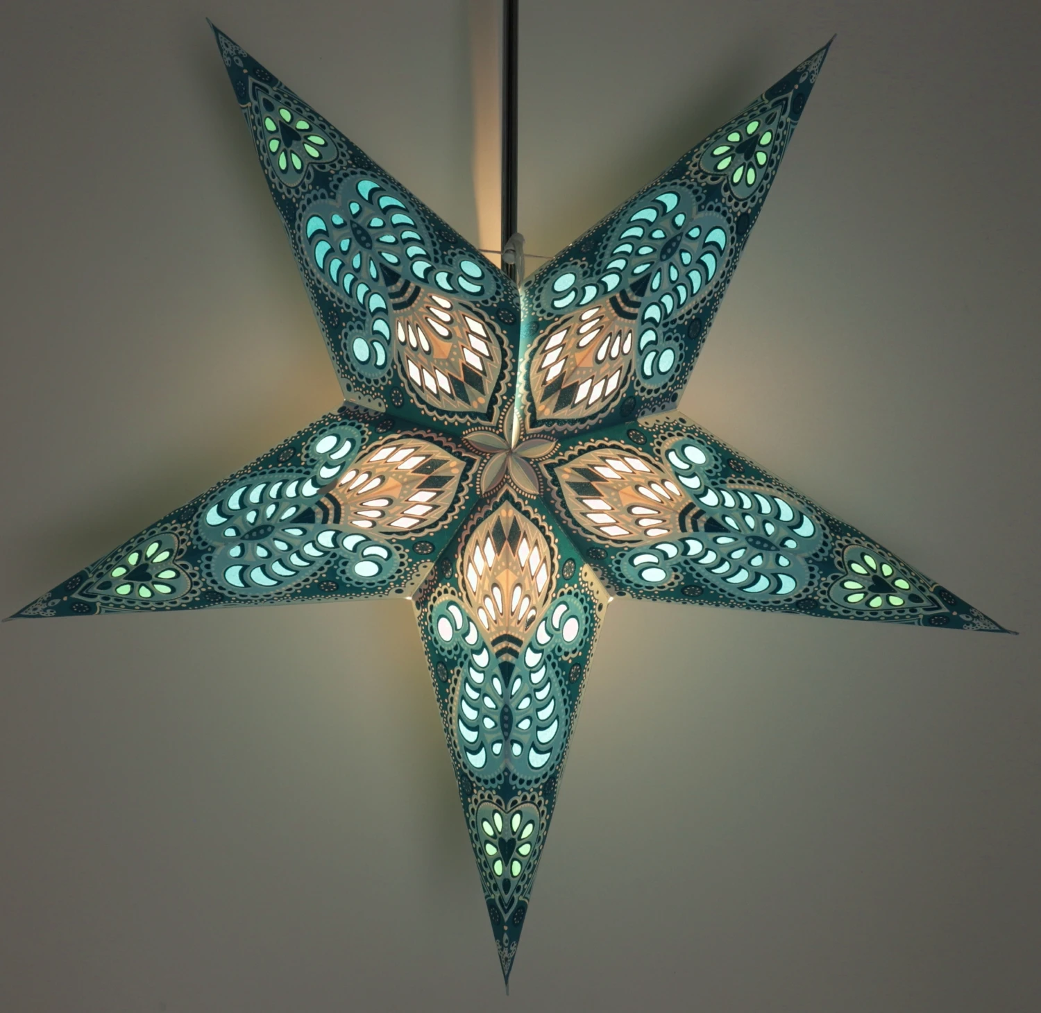 Faltbarer Advents Leucht Papierstern, Weihnachtsstern 60 Cm - Menor Türkis 5 Faltbarer Advents Leucht Papierstern, Weihnachtsstern 60 Cm - Menor Türkis – Bild 3