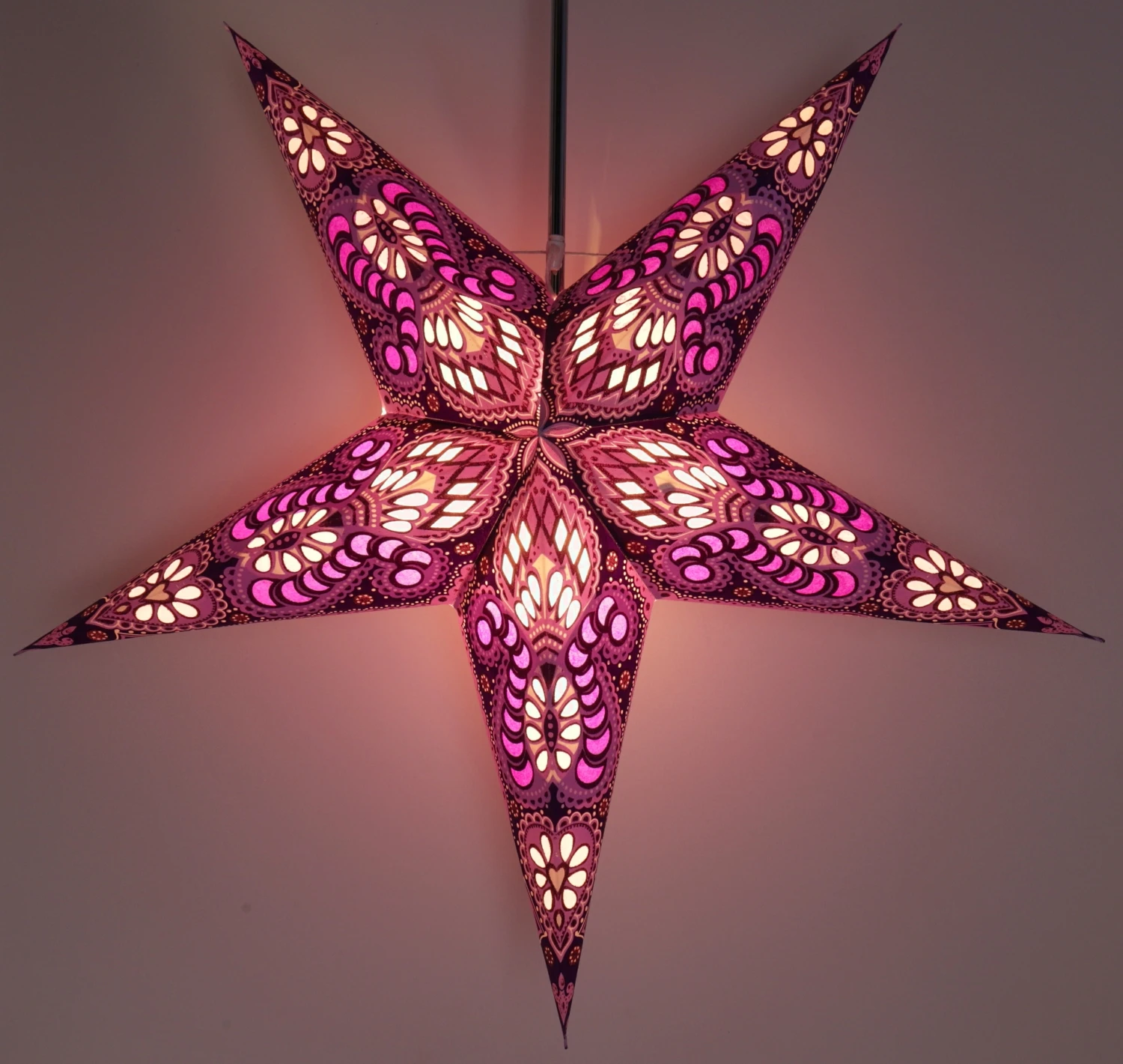 Faltbarer Advents Leucht Papierstern, Weihnachtsstern 60 Cm - Menor Violett/natur 5 Faltbarer Advents Leucht Papierstern, Weihnachtsstern 60 Cm - Menor Violett/natur – Bild 3