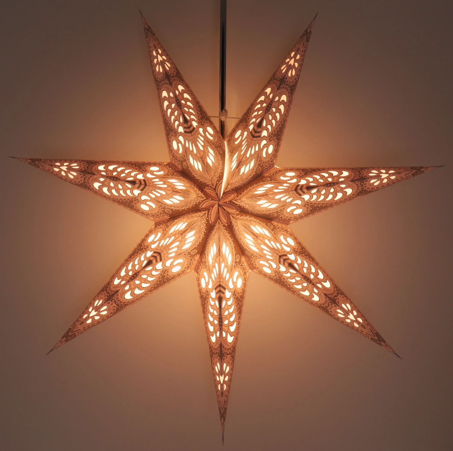 Faltbarer Advents Leucht Papierstern, Weihnachtsstern 60 Cm - Menora 7 Nature 6 Faltbarer Advents Leucht Papierstern, Weihnachtsstern 60 Cm - Menora 7 Nature – Bild 4