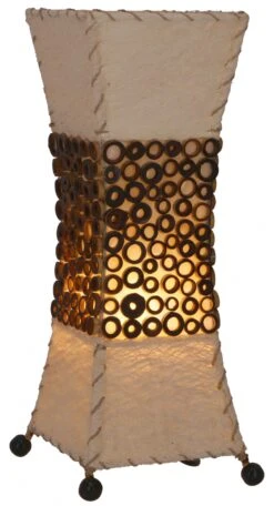 Tischlampe / Tischleuchte, In Bali Handgemacht Aus Naturmaterial, Kokosfaser, Bambus - Modell Maris Bamboo - 45x15x15 Cm -Laden Für Heimbeleuchtung f 19 09 9 amaris bamboo 3