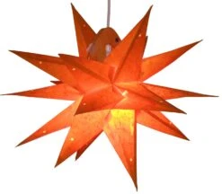 Faltbarer Advents Leucht Papierstern, 3D Weihnachtsstern - Multipointer Small Orange - 45x45x45 Cm Ø45 Cm