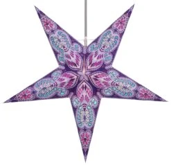 Faltbarer Advents Leucht Papierstern, Weihnachtsstern 60 Cm - Menor Violett Mixed