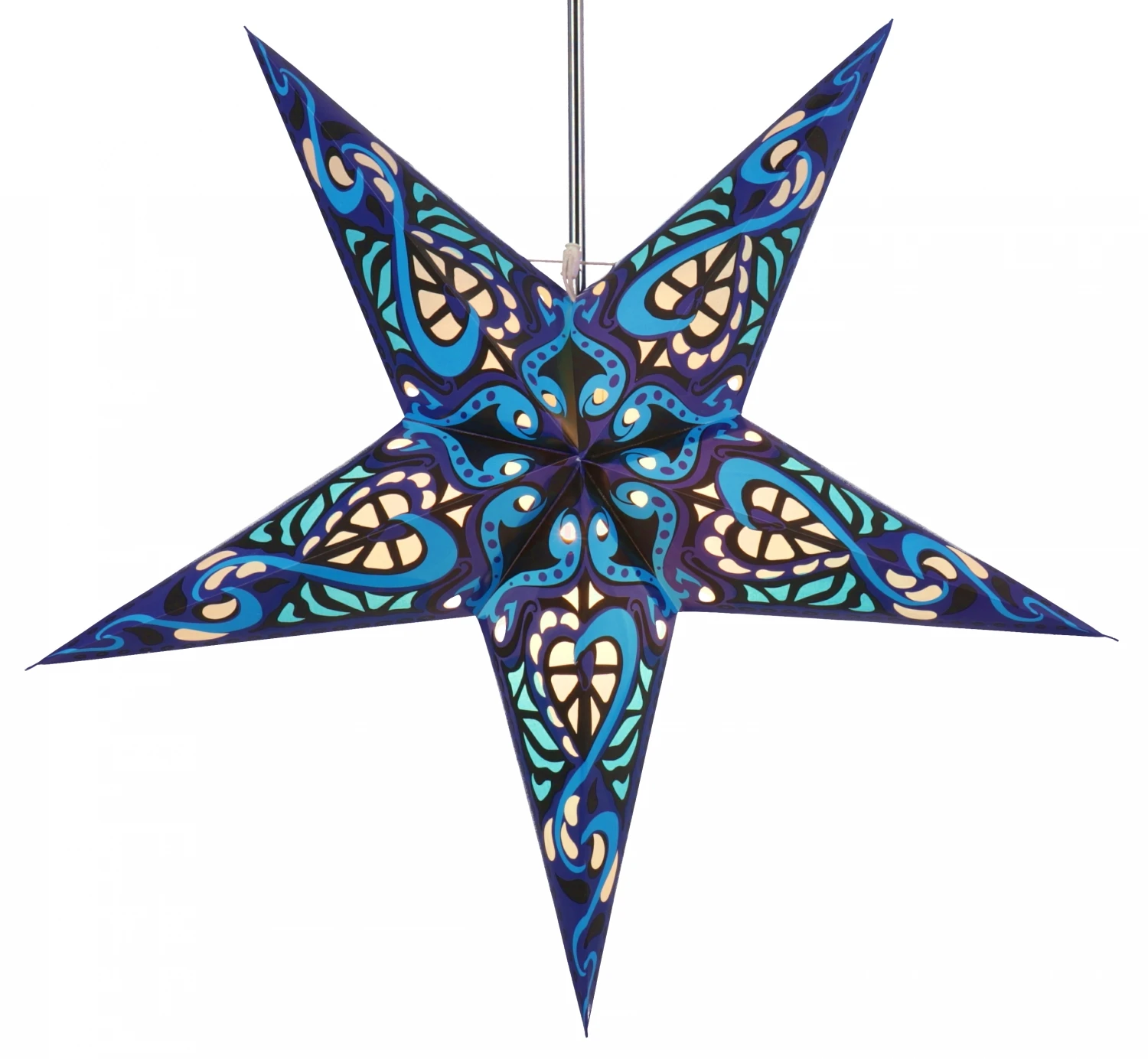 Faltbarer Advents Leucht Papierstern, Weihnachtsstern 60 Cm - Galadriel Blau 3 Faltbarer Advents Leucht Papierstern, Weihnachtsstern 60 Cm - Galadriel Blau