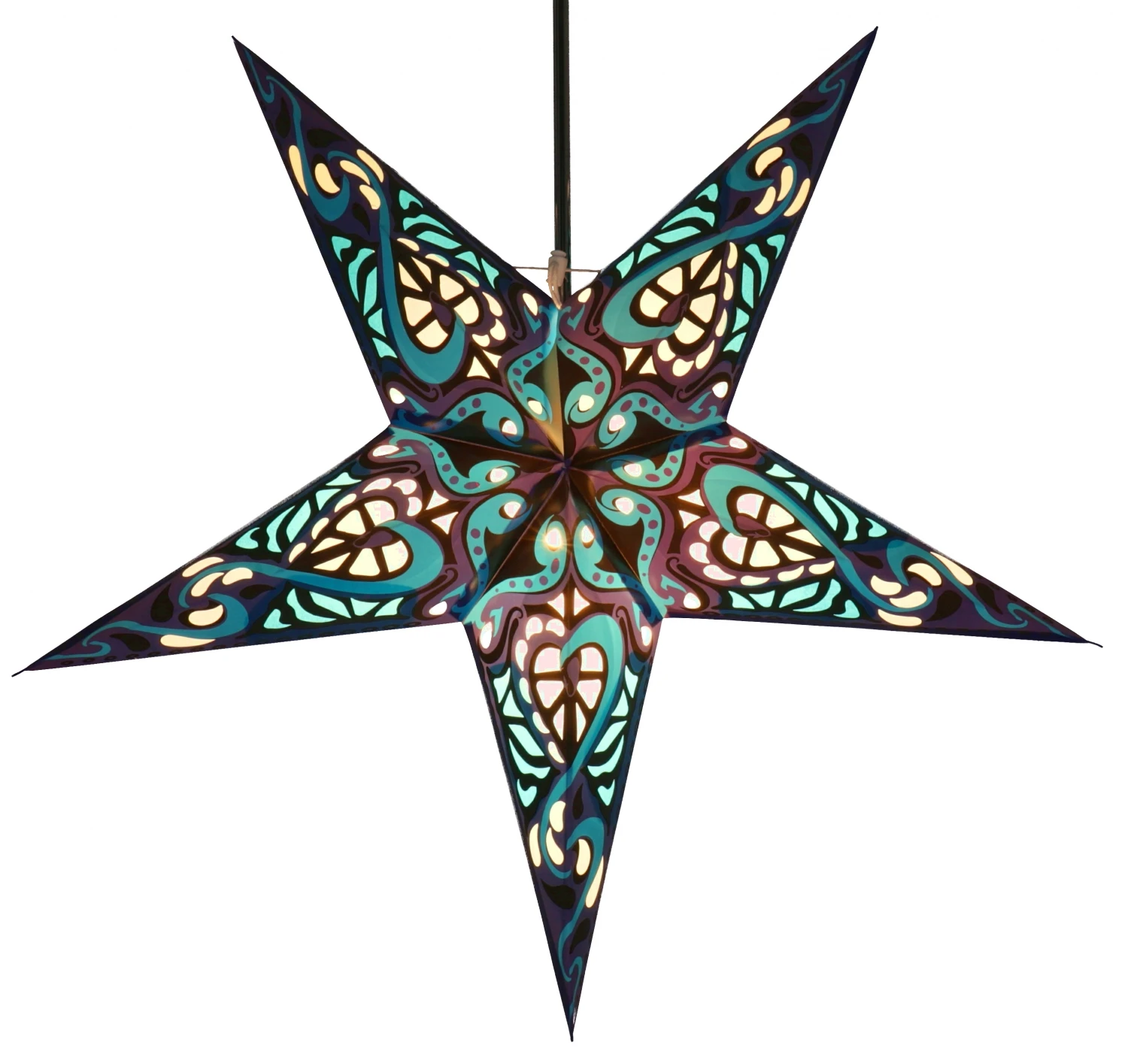 Faltbarer Advents Leucht Papierstern, Weihnachtsstern 60 Cm - Galadriel Blau 5 Faltbarer Advents Leucht Papierstern, Weihnachtsstern 60 Cm - Galadriel Blau – Bild 3