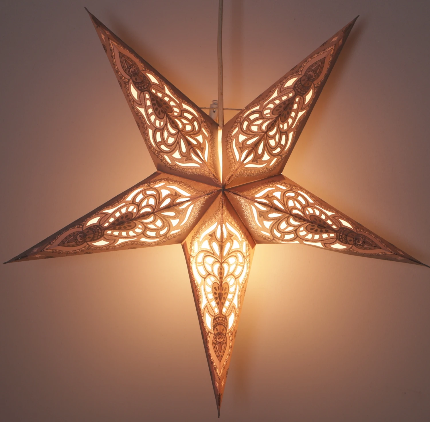 Faltbarer Advents Leucht Papierstern, Weihnachtsstern 40 Cm - Mansur Small Natur 5 Faltbarer Advents Leucht Papierstern, Weihnachtsstern 40 Cm - Mansur Small Natur – Bild 3