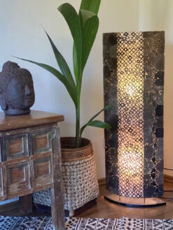 Stehlampe / Stehleuchte, In Bali Handgemacht Aus Naturmaterial, Lavastein, Bambus - Lava Bamboo 100 Cm -Laden Für Heimbeleuchtung h 9 21 img 0352