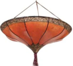 Henna - Leder Deckenlampe / Deckenleuchte - Salem Orange - 20x50x50 Cm