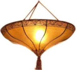 Henna - Leder Deckenlampe / Deckenleuchte - Salem Gelb - 20x50x50 Cm