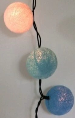 Stoff Ball Batterielichterkette 3xAA LED Kugel Lichterkette - Blau/weiß -Laden Für Heimbeleuchtung lichterkettenausschnitt1 1