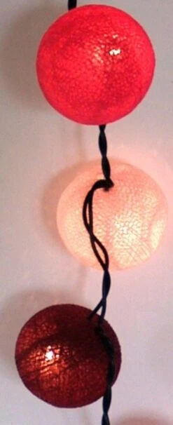Stoff Ball Lichterkette, LED Kugel Lampion Lichterkette - Rot/braun -Laden Für Heimbeleuchtung lichterkettenausschnitt4