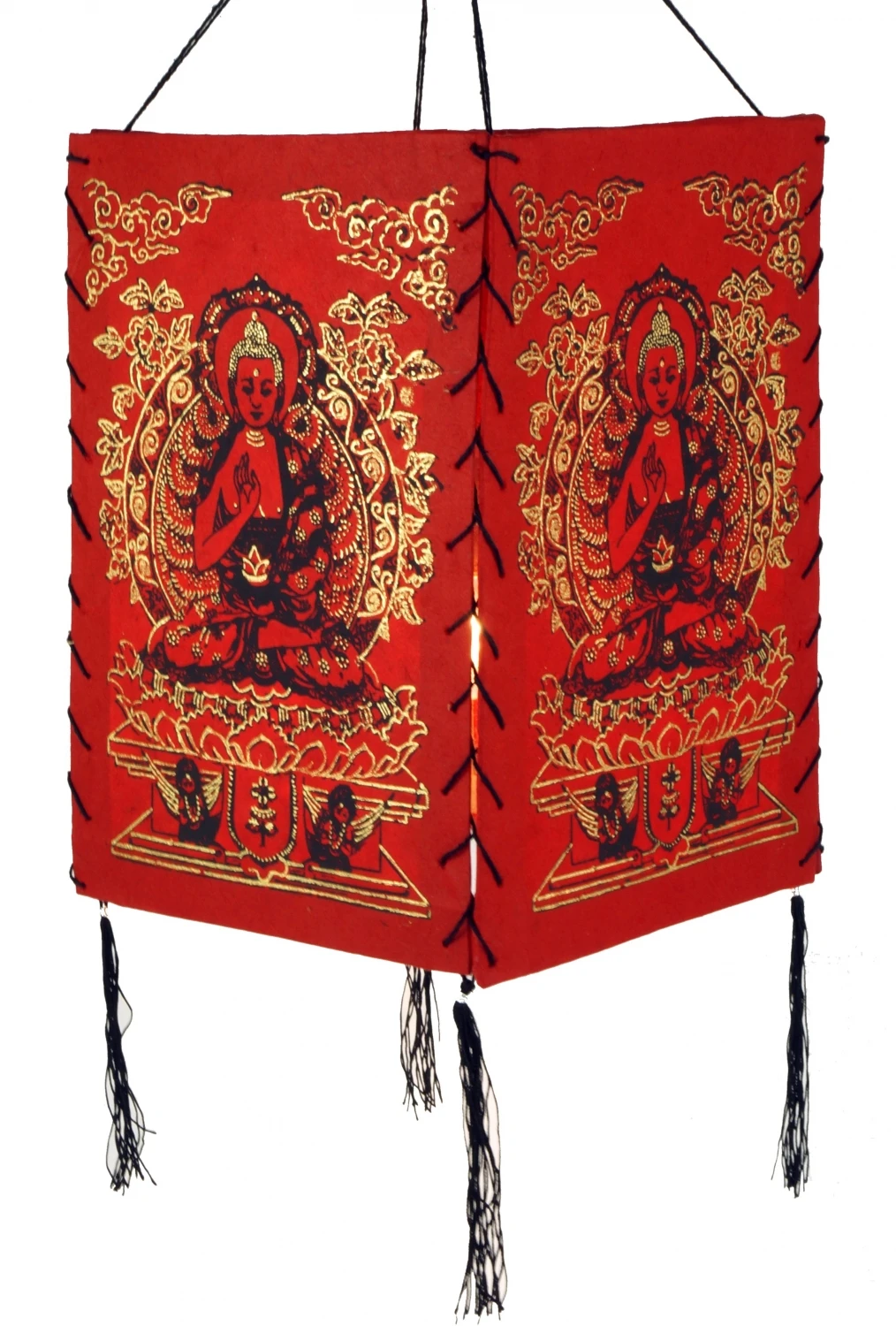 Lokta Papier Hänge Lampenschirm, Deckenleuchte Aus Handgeschöpftem Papier - Buddha 2 Rot - 28x18x18 Cm 3 Lokta Papier Hänge Lampenschirm, Deckenleuchte Aus Handgeschöpftem Papier - Buddha 2 Rot - 28x18x18 Cm