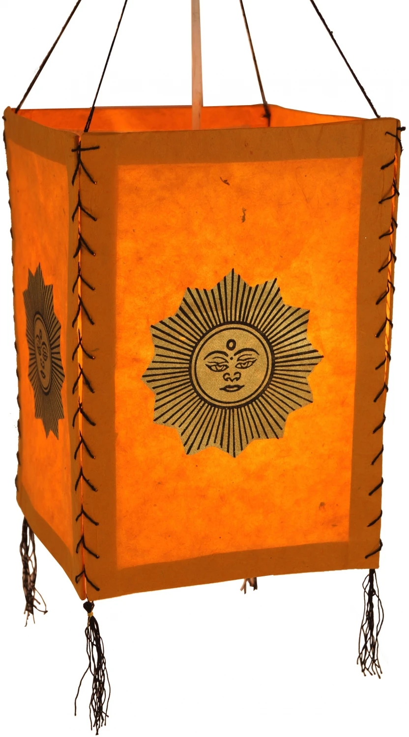 Lokta Papier Hänge Lampenschirm, Deckenleuchte Aus Handgeschöpftem Papier - Lucky Sonne Orange - 35x20x20 Cm 3 Lokta Papier Hänge Lampenschirm, Deckenleuchte Aus Handgeschöpftem Papier - Lucky Sonne Orange - 35x20x20 Cm