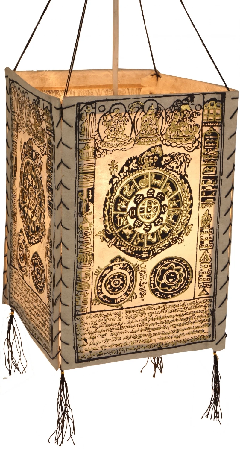 Lokta Papier Hänge Lampenschirm, Deckenleuchte Aus Handgeschöpftem Papier - Mandala Weiß - 28x18x18 Cm 3 Lokta Papier Hänge Lampenschirm, Deckenleuchte Aus Handgeschöpftem Papier - Mandala Weiß - 28x18x18 Cm