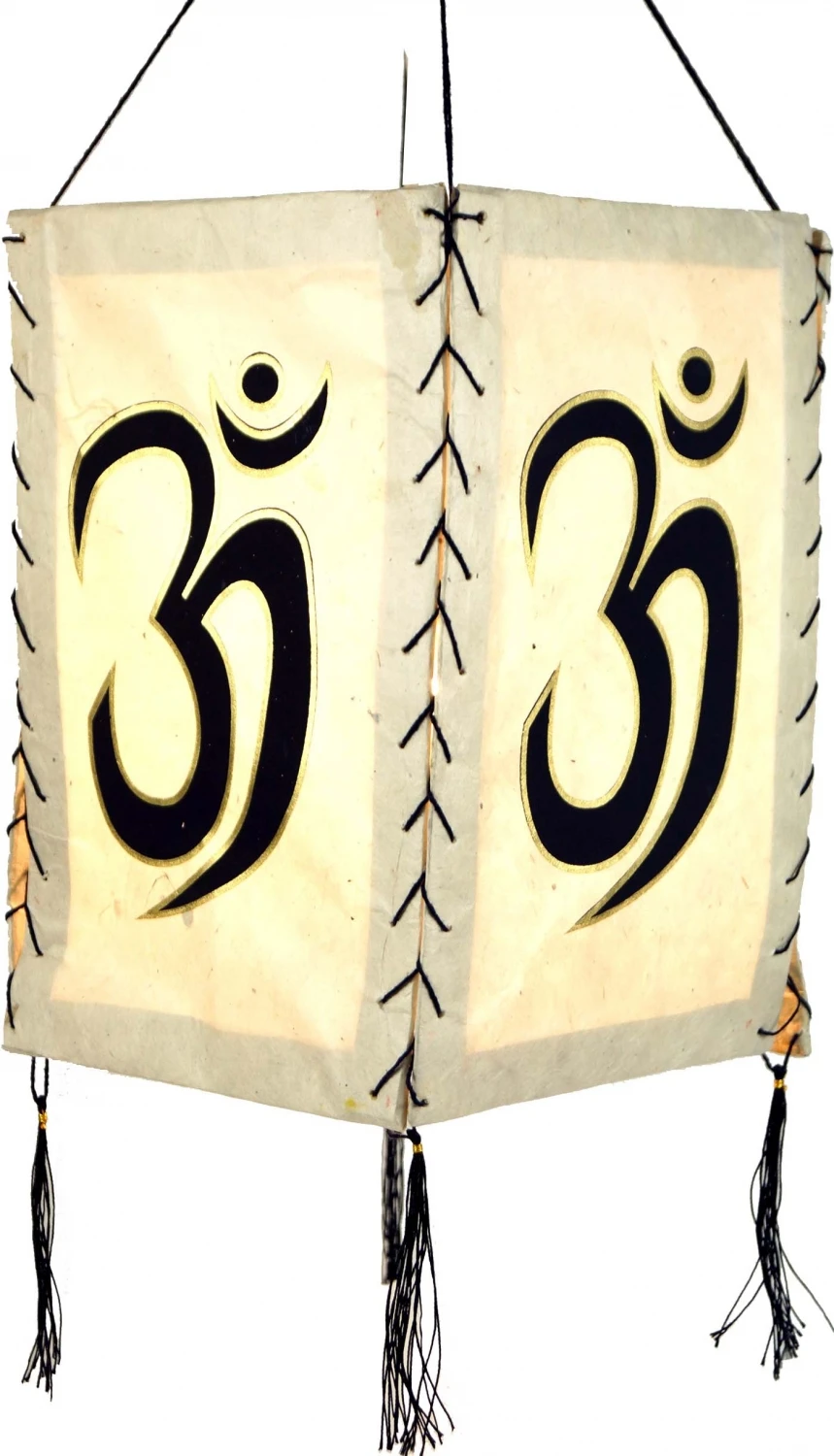 Lokta Papier Hänge Lampenschirm, Deckenleuchte Aus Handgeschöpftem Papier - Om Weiß - 28x18x18 Cm 3 Lokta Papier Hänge Lampenschirm, Deckenleuchte Aus Handgeschöpftem Papier - Om Weiß - 28x18x18 Cm