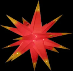 Faltbarer Advents Leucht Papierstern, 3D Weihnachtsstern - Multipointer Rot-gelb - 60x60x60 Cm Ø60 Cm