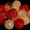 Rattan Ball LED Kugel Lampion Lichterkette - Rot/weiß -Laden Für Heimbeleuchtung rattan ball led kugel lampion lichterkette rot weiss 21331