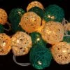 Rattan Ball LED Kugel Lampion Lichterkette - Türkis/weiß -Laden Für Heimbeleuchtung rattan ball led kugel lampion lichterkette tuerkis weiss 21333