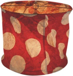 Runde Papier Hängelampe, Lokta Papierlampenschirm Annapurna, Handgeschöpftes Papier - Rot/weiß/punkte - 24x28x28 Cm