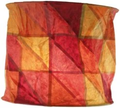 Runde Boho Papier Hängelampe, Lokta Papierlampenschirm Annapurna, Handgeschöpftes Papier - Sunset - 25x28x28 Cm Ø28 Cm