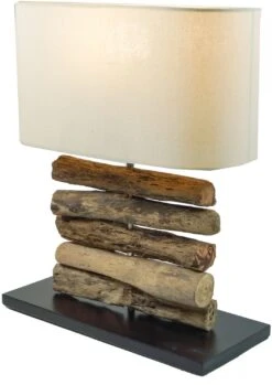 Tischlampe / Tischleuchte, In Bali Handgemachtes Unikat Aus Naturmaterial, Treibholz, Baumwolle - Modell Mukata - 42x34x16 Cm -Laden Für Heimbeleuchtung t 76 17lampen 49