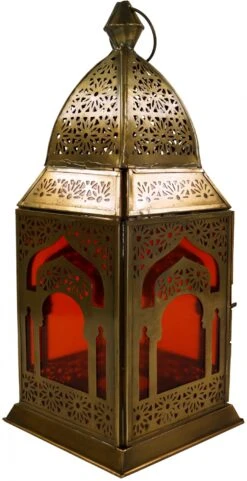 Orientalische Metall/Glas Laterne In Marrokanischem Design, Windlicht In 6 Farben - 30x13x13 Cm
