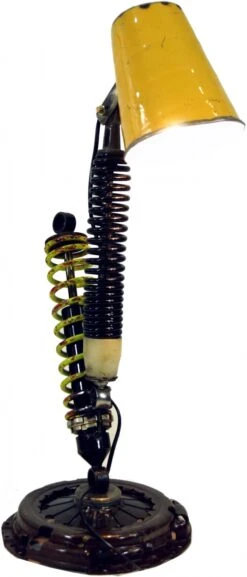 Tischlampe / Tischleuchte, Upcycling Lichtobjekt Aus Altmetall - Modell Minelli - 60x23x33 Cm