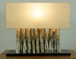 Tischlampe / Tischleuchte Vitoria, In Bali Handgemachtes Unikat Aus Naturmaterial ,Treibholz, Baumwolle - Modell Vitoria - 42x50x18 Cm