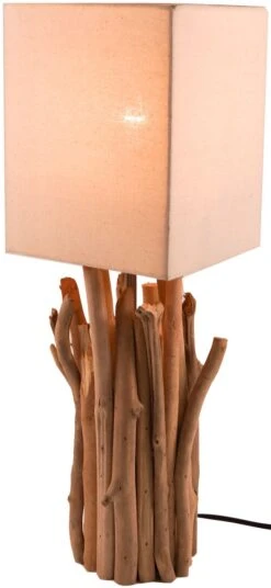 Tischleuchte / Tischlampe Kukuma, Treibholz, Baumwolle, In Bali Handgemacht Aus Naturmaterial - Modell Kukuma - 50x17x17 Cm