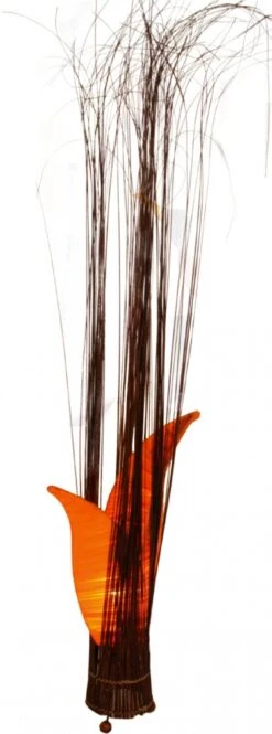 Tischleuchte / Tischlampe `Mandiri`, In Bali Handgemacht Aus Naturmaterial, Baumwolle - Orange - 80x30x20 Cm
