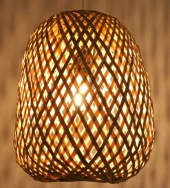 Deckenlampe / Deckenleuchte, In Bali Handgemacht Aus Naturmaterial, Rattan - Modell Sonora 2 - 39x32x32 Cm Ø32 Cm