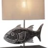 Tischlampe / Tischleuchte, In Bali Handgemacht Aus Naturmaterial - Modell Fish - 43x35x15 Cm