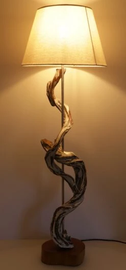 Stehlampe / Stehleuchte, In Bali Handgefertigt Aus Naturmaterial, Holz, Baumwolle - Modell Jameda - 100x32x32 Cm -Laden Für Heimbeleuchtung tisy 18 1lampen naturmaterial 27