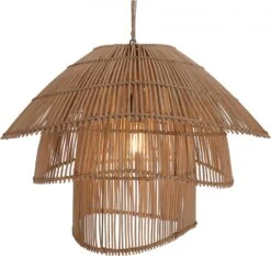 Deckenlampe / Deckenleuchte, In Bali Handgemacht Aus Naturmaterial, Rattan - Modell Hidalgo - 38x55x48 Cm