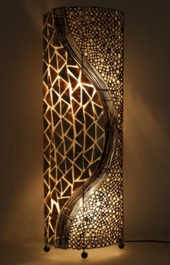 Stehlampe / Stehleuchte, In Bali Handgemacht Aus Naturmaterial, Capiz / Perlmutt - Modell Bromo - 100x28x18 Cm -Laden Für Heimbeleuchtung tisy 18 lampen 29 8 4