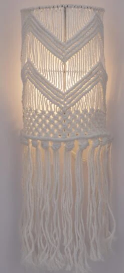 Wandlampe / Wandleuchte, In Bali Handgefertigt Aus Makramee - Modell Schara - 60x20x12 Cm