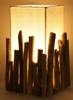 Tischleuchte / Tischlampe, In Bali Handgemachtes Unikat Aus Naturmaterial, Treibholz, Baumwolle - Modell Levante - 30x21x21 Cm -Laden Für Heimbeleuchtung tisy 18 treibholz leuchte 3