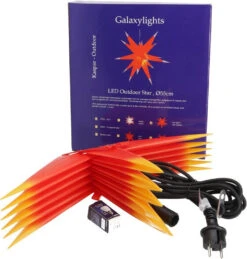 3D Außenstern Kaspar, Ø 55 Cm, Weihnachtsstern, Faltstern Mit 18 Spitzen, 4 M Außenleitung, LED Leuchtmittel - 230V E14 Rot/gelb -Laden Für Heimbeleuchtung tisy 21 papierstern 21 39 2
