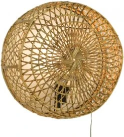 Wandlampe / Wandleuchte, In Bali Handgefertigt Aus Naturmaterial, Rattan - Modell Maumere - 35x35x14 Cm